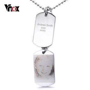 Personalized Picture Image Cutomize Name Info Pendant Necklace ID Dog Tag Stainless Steel Engrave Your Photos Gift For Her Him