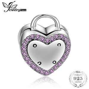 Jewelrypalace Heart Case Pink Cubic Zirconia Charm Beads Bracelets 925 Sterling Silver Gifts For Her Anniversary Fashion Jewelry