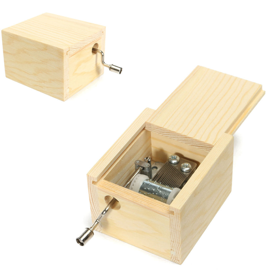 Mini Wooden Novelty Hand Crank DIY Slide Drawer Music Box Ideas Birthday Gift