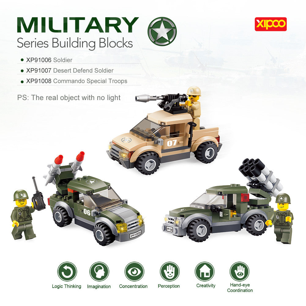 3 Sets XIPOO Military Series XP91006 Soldier XP91007 Desert Defend Soldier XP91008 Commando Special Troops Educational Building Blocks Toys