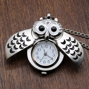 Man Woman Universal Slide Decoration Smart Retro Gift Owl Pendant Necklace Pocket Watch